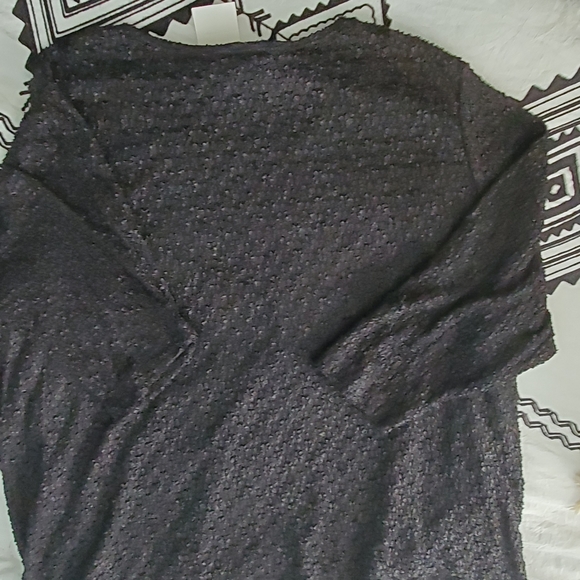 Maggie Barnes size 2X Black Textured Nylon Spandex Top with Lining - Picture 2 of 5